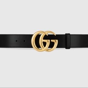 AUTHENTIC GG Marmont leather belt with shiny buckle